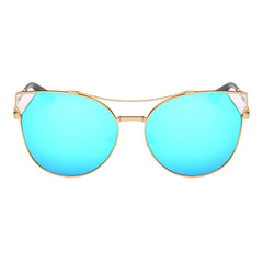 Aspen - Women Trendy Mirrored Lens Cat Eye Sunglasses