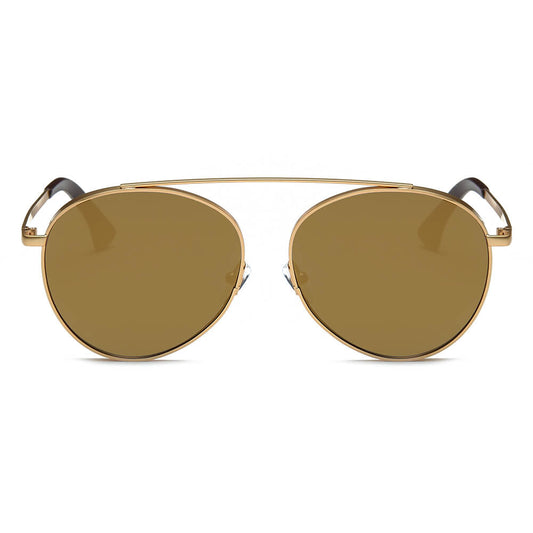 Bethel - Retro Mirrored Lens Teardrop Aviator Sunglasses