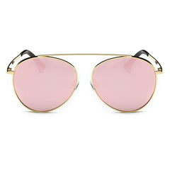 Bethel - Retro Mirrored Lens Teardrop Aviator Sunglasses