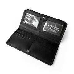 Ladies Slim Clutch Wallet With Top Zipper