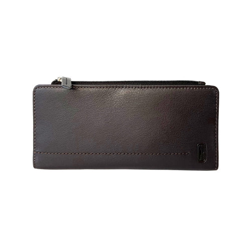 Ladies Slim Clutch Wallet With Top Zipper