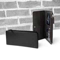 Ladies Slim Clutch Wallet With Top Zipper