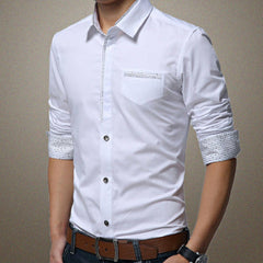 Mens Shirt with Contrasting Pocket and Cuff Details