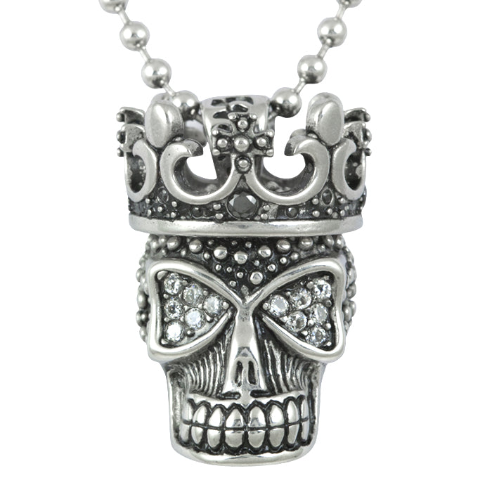 White Fire Skull Necklace