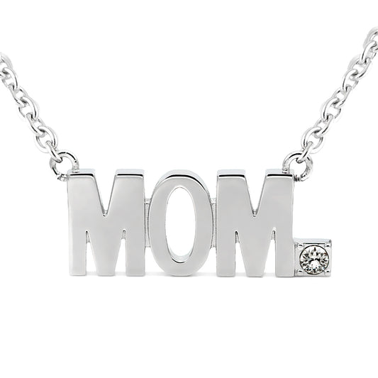 MOM Pendant Block Letter Necklace with Swarovski crystal