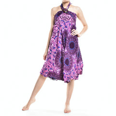 Bohotusk Purple Ink Splash Long Skirt With Coconut Buckle (& Strapless