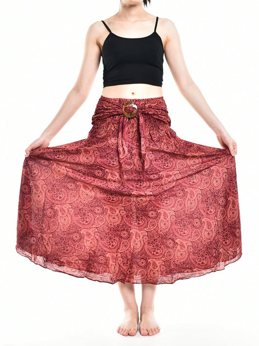 Bohotusk Red Orbit Long Skirt With Coconut Buckle (& Strapless Dress)