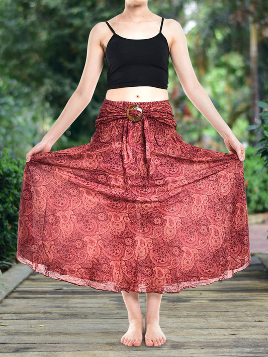 Bohotusk Red Orbit Long Skirt With Coconut Buckle (& Strapless Dress)