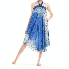 Bohotusk Blue Marble Long Skirt With Coconut Buckle (& Strapless