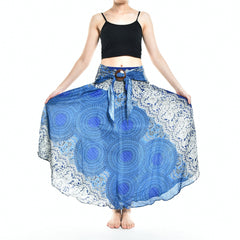 Bohotusk Blue Marble Long Skirt With Coconut Buckle (& Strapless