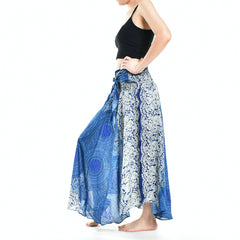 Bohotusk Blue Marble Long Skirt With Coconut Buckle (& Strapless