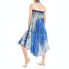 Bohotusk Blue Marble Long Skirt With Coconut Buckle (& Strapless