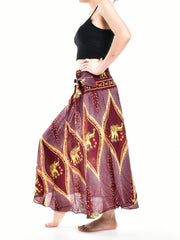 Bohotusk Red Elephant Diamond Long Skirt With Coconut Buckle (&