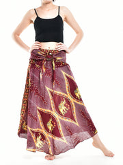 Bohotusk Red Elephant Diamond Long Skirt With Coconut Buckle (&