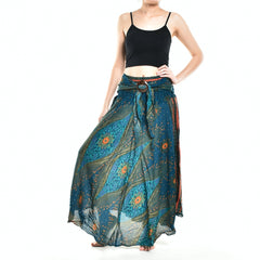 Bohotusk Teal Green Moonshine Long Skirt With Coconut Buckle (&