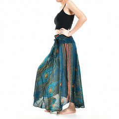 Bohotusk Teal Green Moonshine Long Skirt With Coconut Buckle (&