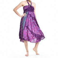 Bohotusk Purple Peacock Long Skirt With Coconut Buckle (& Strapless