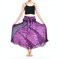 Bohotusk Purple Peacock Long Skirt With Coconut Buckle (& Strapless