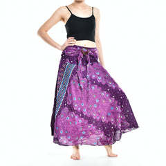 Bohotusk Purple Peacock Long Skirt With Coconut Buckle (& Strapless