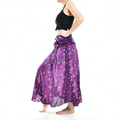 Bohotusk Purple Peacock Long Skirt With Coconut Buckle (& Strapless