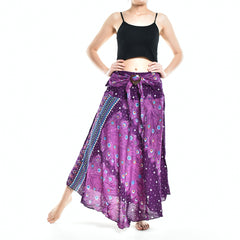 Bohotusk Purple Peacock Long Skirt With Coconut Buckle (& Strapless