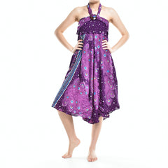 Bohotusk Purple Peacock Long Skirt With Coconut Buckle (& Strapless