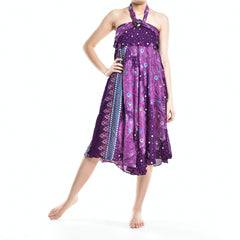 Bohotusk Purple Peacock Long Skirt With Coconut Buckle (& Strapless