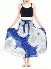 Bohotusk Blue Snowflake Long Skirt With Coconut Buckle (& Strapless