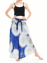 Bohotusk Blue Snowflake Long Skirt With Coconut Buckle (& Strapless