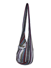 Bohotusk Striped Multi Coloured Cotton Canvas Sling Shoulder Bag