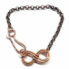 Copper Double Infinity Chain Bracelet For Him and Her