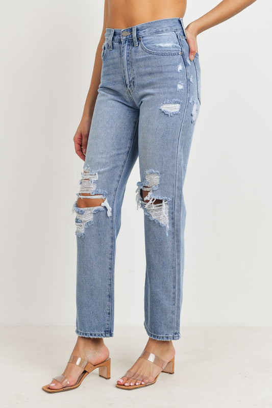 JBD HIGH WAISTED DISTRESSED LOOSE FIT JEAN