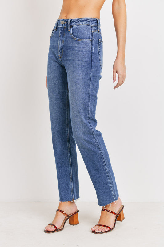 JBD HIGH RISE SCISSOR CUT CLEAN STRAIGHT LEG JEAN