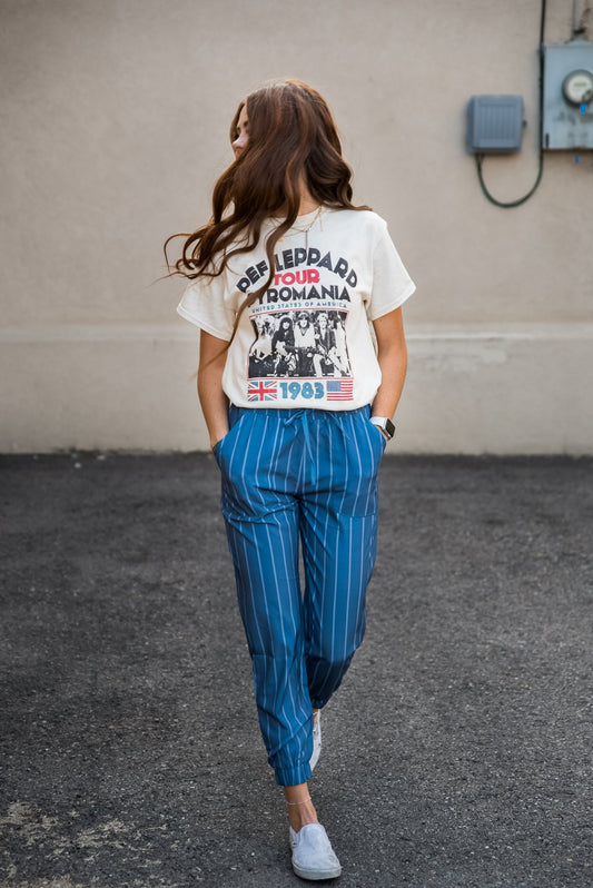 DT UPTOWN Lightweight Joggers in Steel Blue Stripe