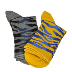 Sierra Socks Zebra Pattern Hi Anklet Casual Cotton Womens 2 Pair Socks