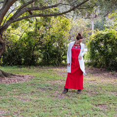 Maxi Isidra, Folk Dress with Embroidered Flowers