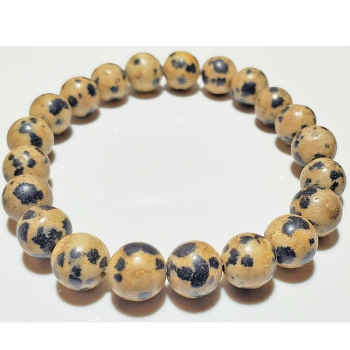 8mm Dalmatian Beaded Elastic Stretch Bracelet