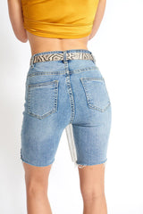 Denim High Waisted Bermuda Shorts