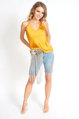 Denim High Waisted Bermuda Shorts