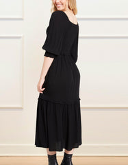 Madison Maxi Dress Tiered Elastic Black