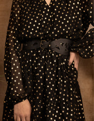 Louane Dress Tiered Tie Dot Gold Black