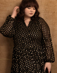 Louane Dress Tiered Tie Dot Gold Black