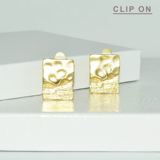 dual texture clip Earrings