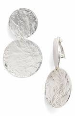 Hammered discs clip earrings