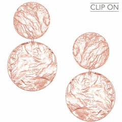 Hammered discs clip earrings