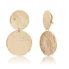 Hammered discs clip earrings