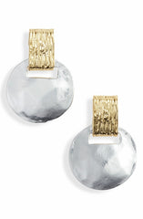 two tone short drop earrings