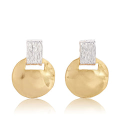 two tone short drop earrings