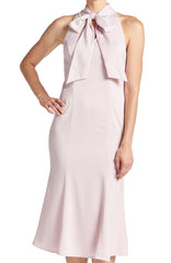 Eloise Dress - Stretch satin midi mermaid dress with neck tie