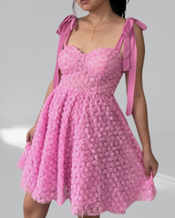 Enchanted Pink Rose Princess Bustier Dress: Royal Elegance